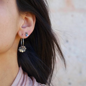 Pendientes de margarita en plata bruñida