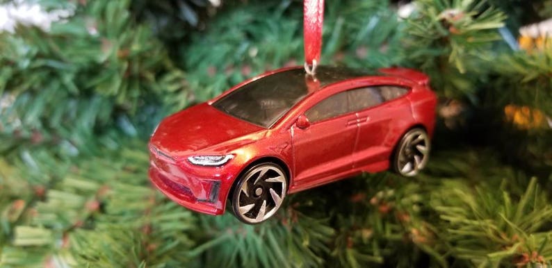 Miniature Tesla Model X Holiday Just Because Ornament Free Shipping Happy Holidays Fathers Day
