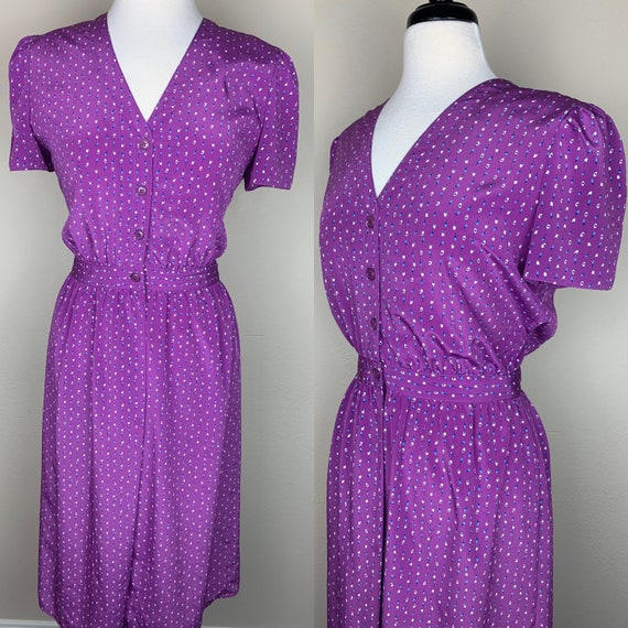 80s does 40s Spring Floral Print Shirt Dress || P… - image 1