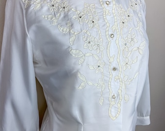 1950s Floral Soutache Detailed Embellished Blouse || Fashionmaker Classic by Ronila 50s Blouse