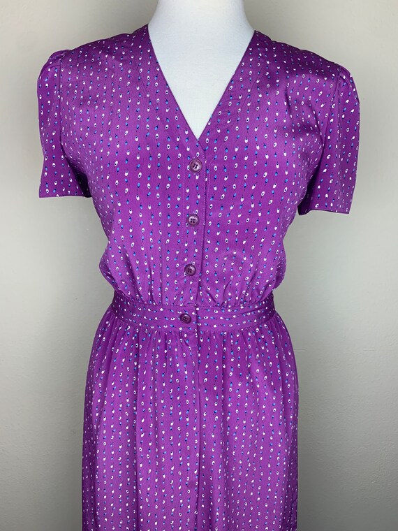 80s does 40s Spring Floral Print Shirt Dress || P… - image 2