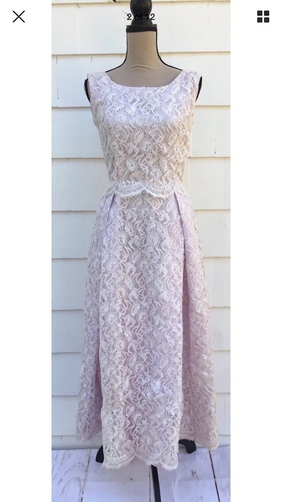 1950s Lavender Lace Prom Dress