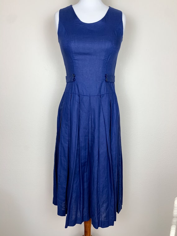 1950s/60s Navy Cotton Day Dress - image 5