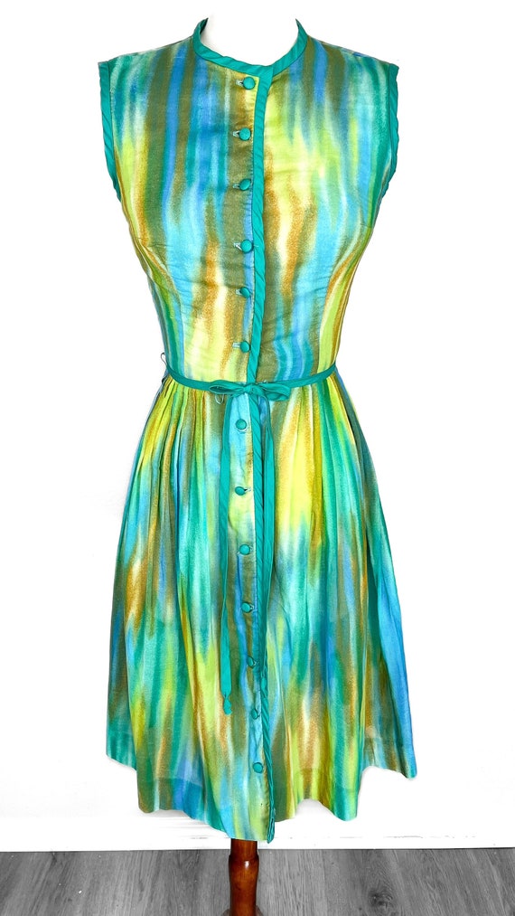 1950s Watercolor Sun Dress - image 2