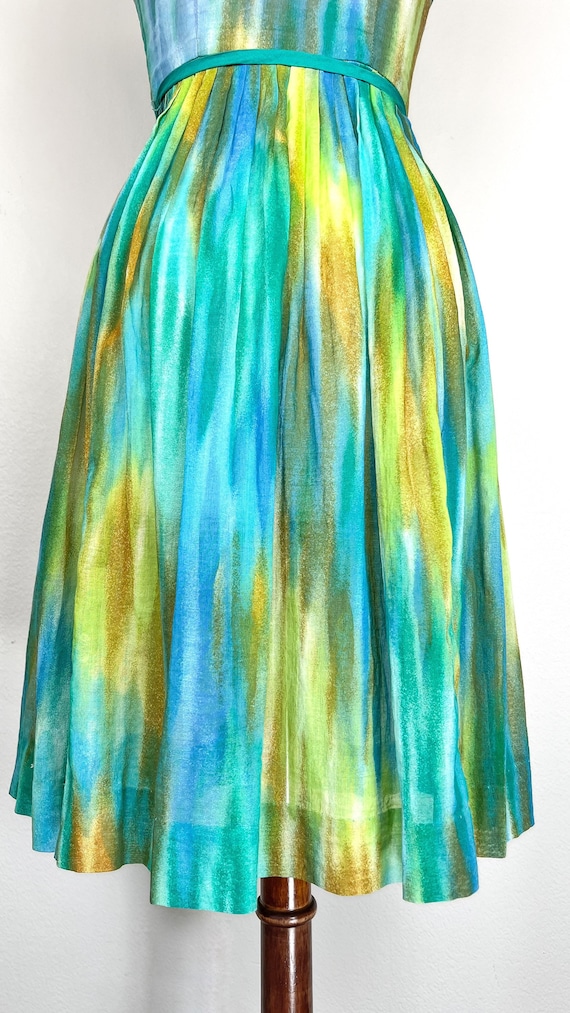 1950s Watercolor Sun Dress - image 5