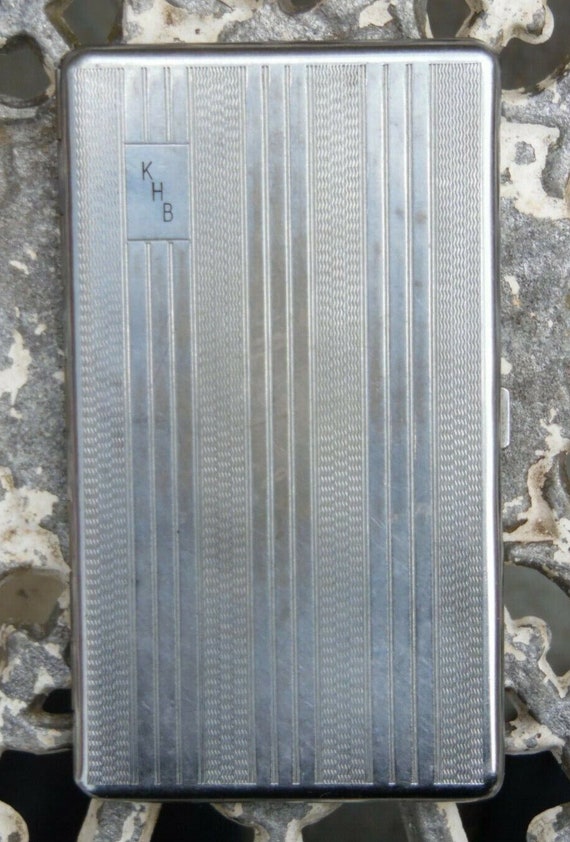 slimline cigarette holder Vintage Original KHB Pocket Slimline Cigarette Case Chrome Metal Business  Card Holder