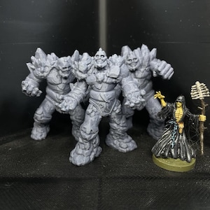 Rock Golem/Elemental x3, miniature 28-32mm, unpainted, 3D printed