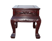 Chinese Oriental Suan Zhi Rosewood Foo Dogs Motif Tea Table Stand cs4536E