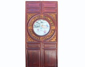 Chinese Vintage Round Porcelain Scenery Wood Wall Panel Art cs4239E