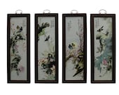 Chinese Color Porcelain Flower Birds Wood Wall Panels Set cs4984E