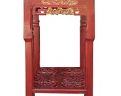 Chinese Square Red Carving Wood Pedestal Plant Stand Table cs2745E