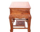Chinese Oriental Huali Rosewood Foo Dogs Motif Tea Table Stand cs4529E