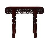 Chinese Red Brown Mahogany Stain Curved Apron Small Altar Table Stand cs5268E