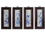 Chinese Blue White Porcelain Flower Birds Scenery Wall Panel Set cs4118E