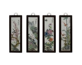 Chinese Color Porcelain Flower Birds Wood Wall Panels Set cs5037E