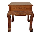 Chinese Oriental Huali Rosewood Flower Motif Tea Table Stand cs4578E