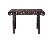 Chinese Brown Huali Rosewood Scroll Inlay Foo Dog Motif Altar Table cs4233E