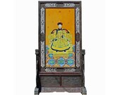 Chinese Large Qing Emperor Porcelain Portrait Wood Panel Divider Floor Screen cs4005E