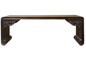 Brown Rosewood Oriental Ru Yi Carving Rectangular Display Table Stand cs4684E