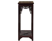 Chinese Huali Dark Brown Square Carving Plant Stand Pedestal Table cs4215E