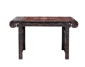 Chinese Brown Huali Rosewood Scroll Inlay Deer Fortune Motif Altar Table cs4227E