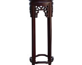 Chinese Red Brown Mahogany Round Straight Legs Pedestal Stand cs5255E