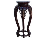Chinese Red Brown Mahogany Round Curved Legs Plant Stand cs5248E