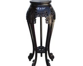 Chinese Red Brown Mahogany Mother of Peal Round Curved Legs Pedestal Stand cs5251E