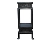 Chinese Huali Dark Brown Square Carving Plant Stand Pedestal Table cs4537E