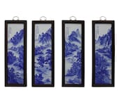 Chinese Blue White Porcelain Water Mountain Scenery Wall Panel Set cs4983E