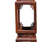 Chinese Yellow Rosewood Square Carving Plant Stand Pedestal Table fs455E