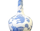 Chinese Blue White Porcelain Kirin Tall Neck Vase cs1750-2E