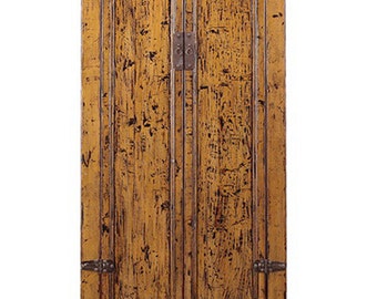 Chinese Vintage Hardware Yellow Brown Tall Stoarge Cabinet cs1293E