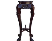 Chinese Red Brown Mahogany Square Curved Legs Pedestal Stand cs5253E