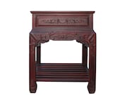 Chinese Oriental Brownish Rosewood Motif Tea Side Table Stand cs4843E