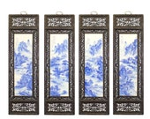 Chinese Mountain River Porcelain Blue White Painting Wall Panel Set cs5031E