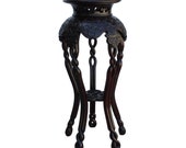 Chinese Huali Rosewood Two Brown Round Curved Legs Plant Stand cs5249E