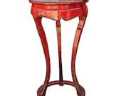 Chinese Distressed Red Tall Round Plant Stand Pedestal Table cs3976E