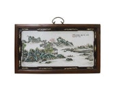 Chinese Rectangular Wood Porcelain Water Mountain Scenery Wall Plaque cs5010E