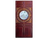 Chinese Vintage Round Porcelain Scenery Wood Wall Panel Art cs4240E