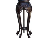 Chinese Red Brown Mahogany Round Curved Legs Pedestal Stand cs5252E