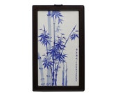 Chinese Rectangular Blue White Porcelain Bamboo Scenery Wall Plaque cs5058E