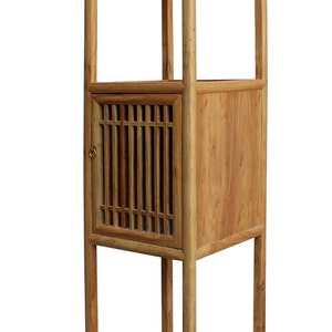 Chinese Raw Wood Slim Narrow Tall Open Display Storage Corner Cabinet cs2250E image 2