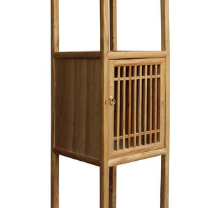 Chinese Raw Wood Slim Narrow Tall Open Display Storage Corner Cabinet cs2250E image 3