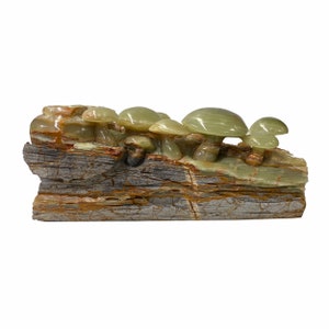 Natural Stone Carved Flower Mushroom on Wood Fengshui Display Figure ws1678E image 2