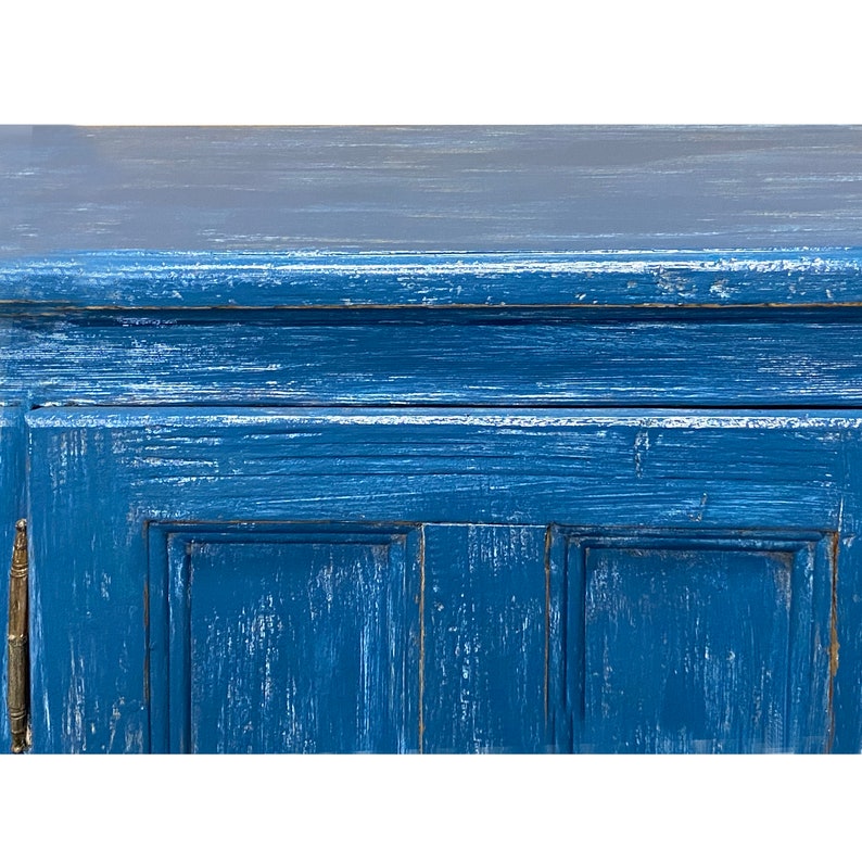 Distressed Blue Lacquer Slim Narrow Single Door Side Cabinet Chest cs7674E image 6