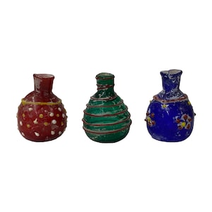 Jarrón de vidrio de color con aspecto desgastado, 3 unidades, para exhibir botellas pequeñas ws2463E