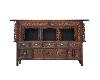 Chinese Vintage Relief Carving Long Shrine Altar Table Cabinet cs7670E