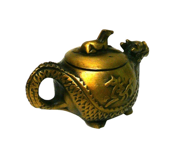 Chinese Handmade Metal Bronze Color Dragon Horse Teapot Display cs1035-5S Chinese Handmade Metal Bronze Color Dragon Horse Teapot Display cs1035-5S