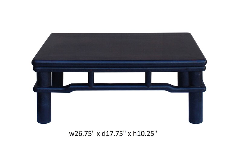 Dark Brown Rosewood Simple Oriental Round Legs Rectangular Display Table Stand cs3251E image 5